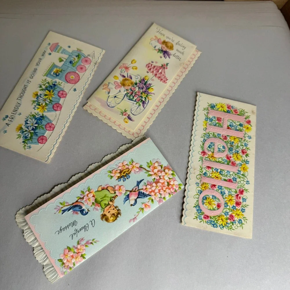 Vintage‎ Greeting Cards Lot 8 A Straw Hill Card Get Well Hello Thinking of You